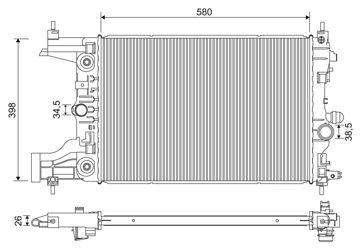 Radiatore, raffreddamento motore VALEO 701245