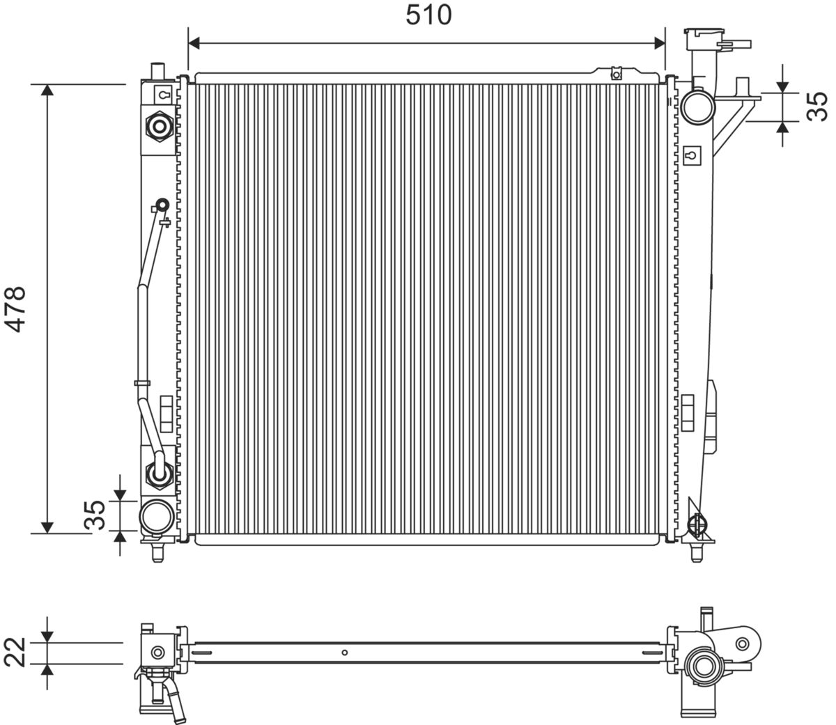 Radiatore, raffreddamento motore VALEO 701363