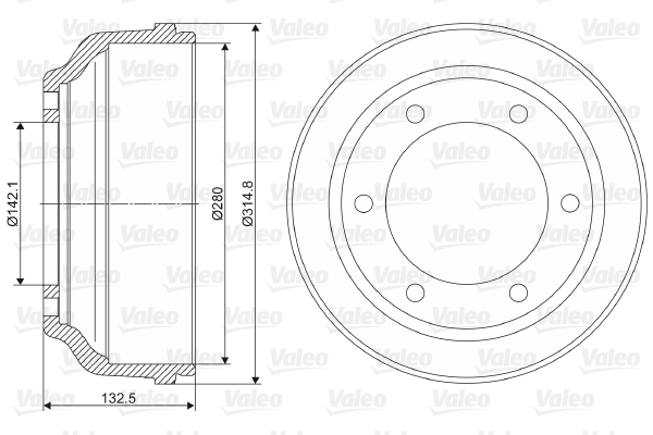 Tamburo freno VALEO 237015