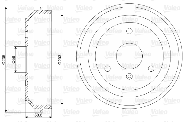 Tamburo freno VALEO 237035