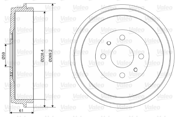 Tamburo freno VALEO 237037