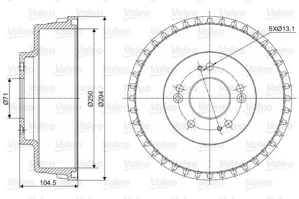 Tamburo freno VALEO 237039
