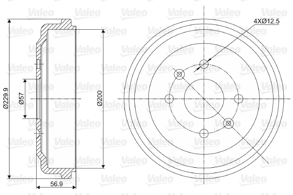 Tamburo freno VALEO 237041