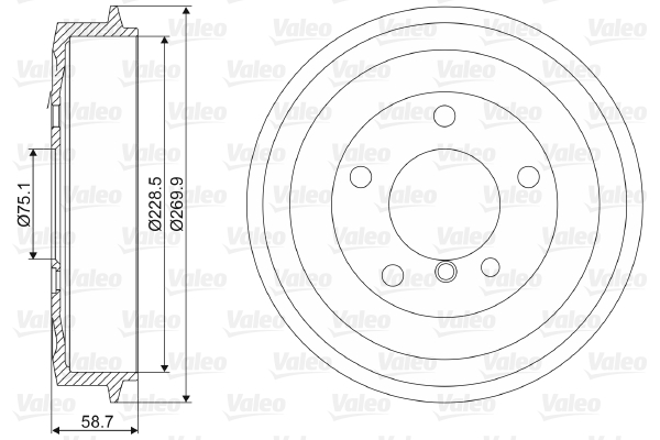 Tamburo freno VALEO 237042