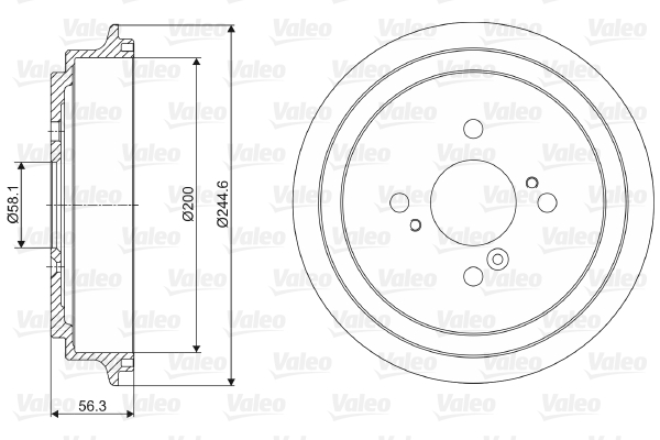 Tamburo freno VALEO 237044
