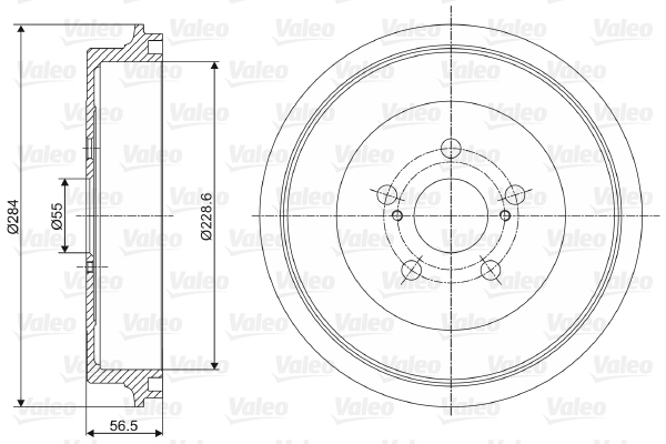 Tamburo freno VALEO 237050