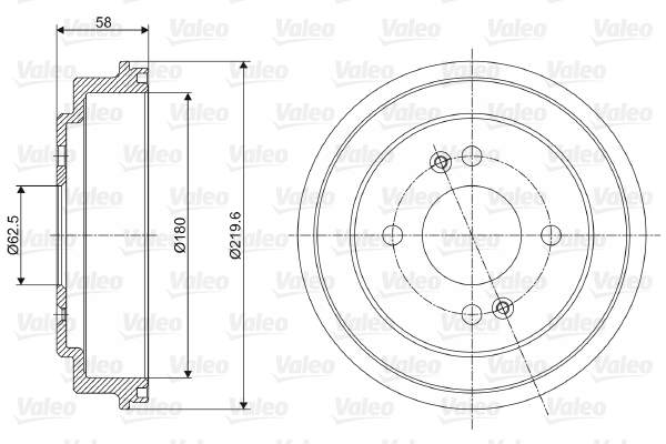 Tamburo freno VALEO 237059