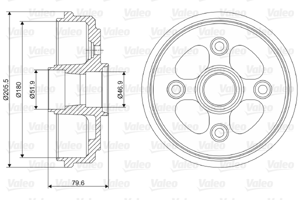 Tamburo freno VALEO 237067