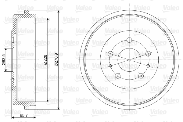 Tamburo freno VALEO 237069
