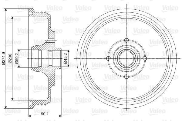 Tamburo freno VALEO 237086