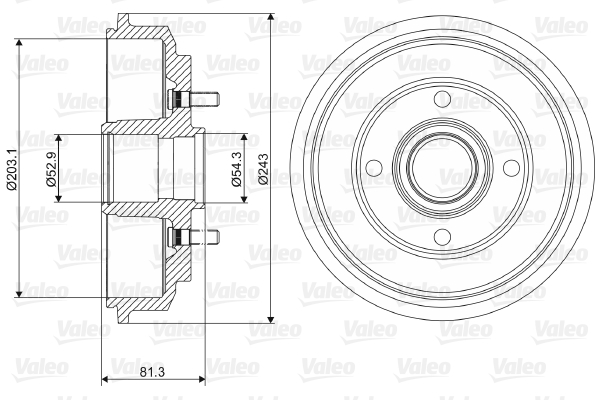 Tamburo freno VALEO 237088