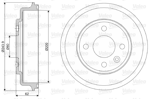 Tamburo freno VALEO 237089