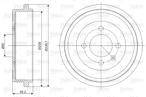 Tamburo freno VALEO 237096