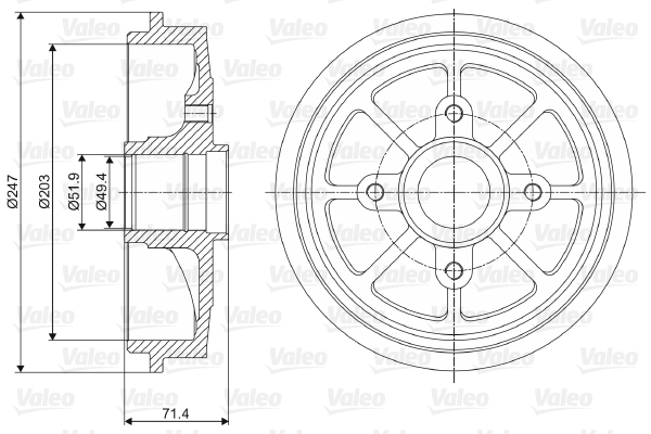 Tamburo freno VALEO 237097