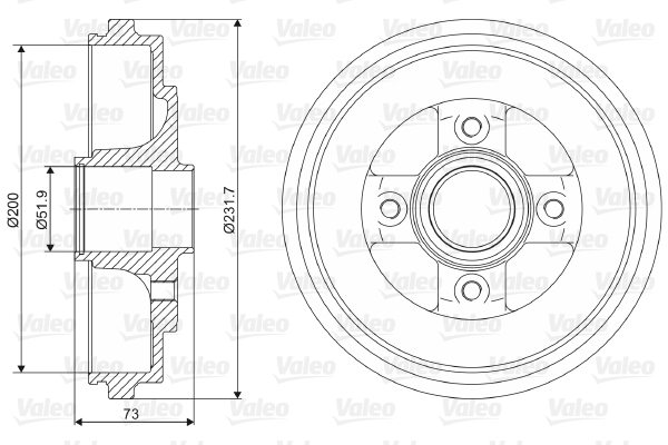 Tamburo freno VALEO 237114