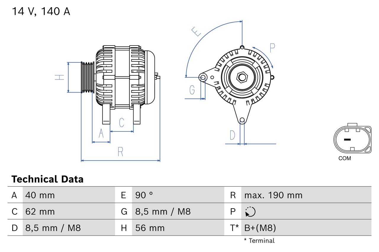 Alternatore BOSCH 0986086100