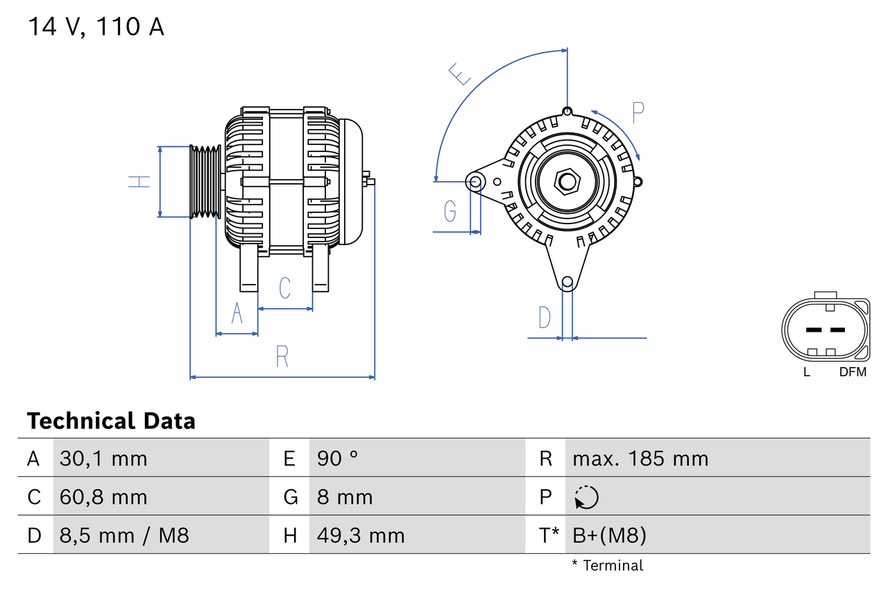 Alternatore BOSCH 0986086330