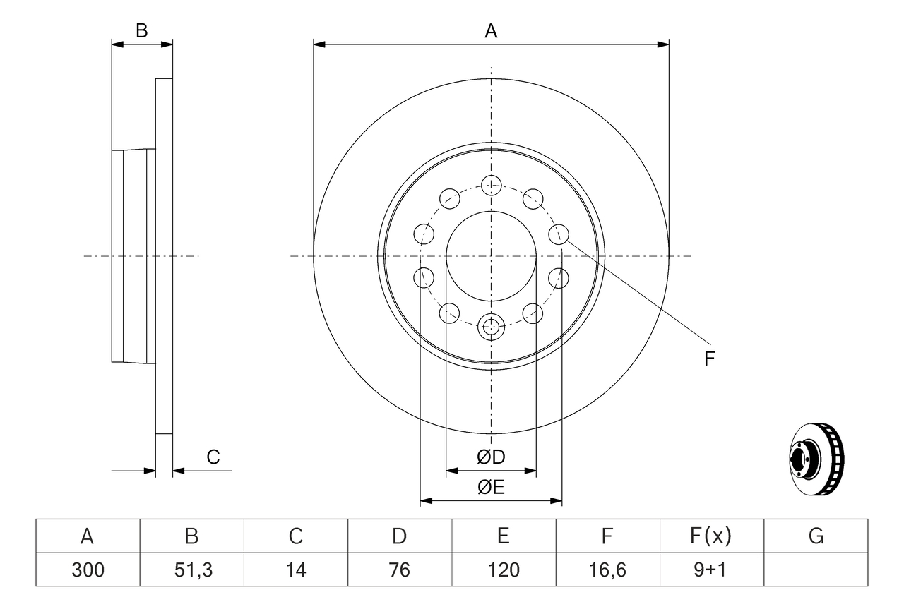 Disco freno BOSCH 0986479K02