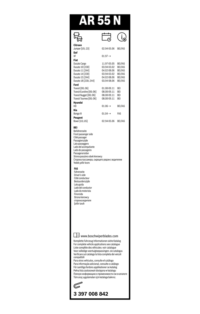 BOSCH SPAZZOLE TERGI