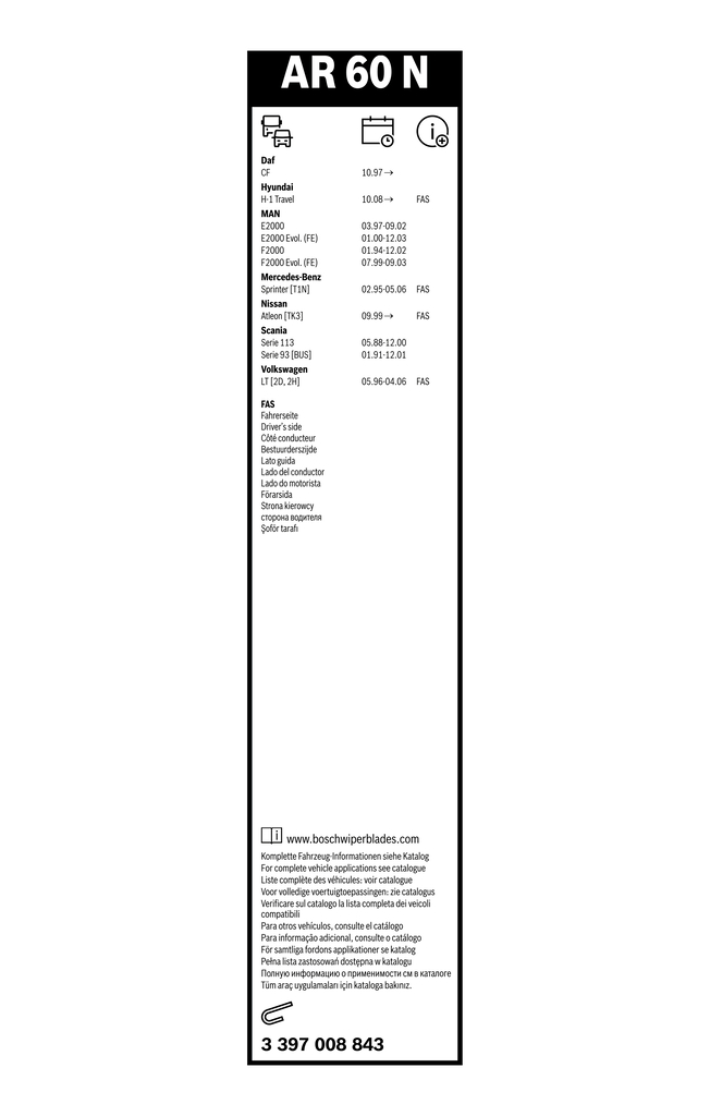 BOSCH SPAZZOLE TERGI