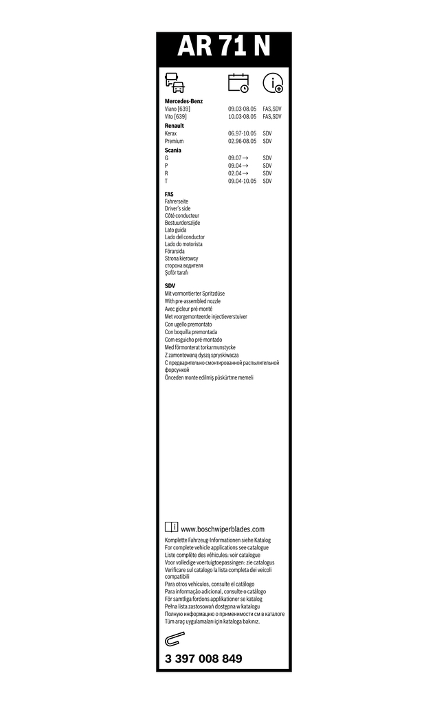 BOSCH SPAZZOLE TERGI