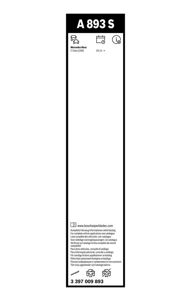 BOSCH SERIE DI SPAZZOLE MERCEDES CLASSE C 180 21-