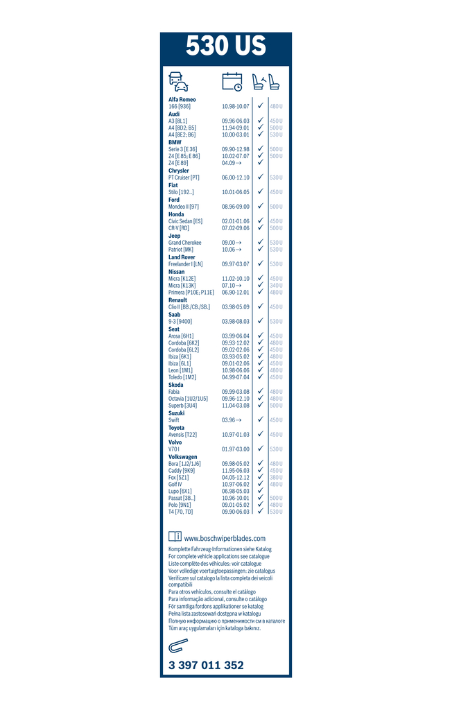 BOSCH SPAZZOLE TERGI
