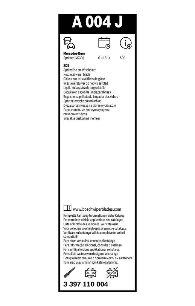 KIT SPAZZOLE TERGI A004J 650600MM (con ugello) MERCEDES SPRINTER 2019
