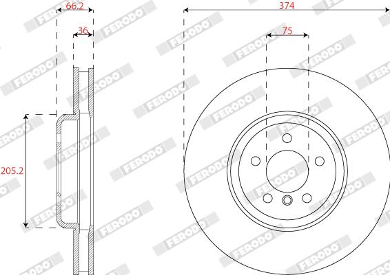 Disco freno FERODO DDF2042LC-1