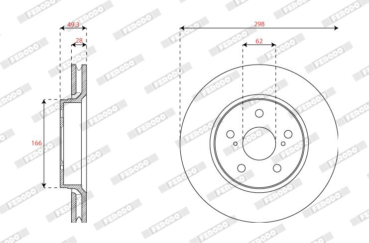 Disco freno FERODO DDF2852C