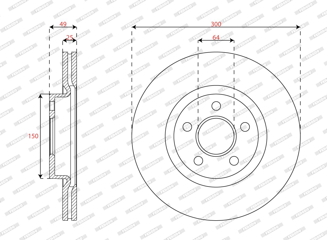 Disco freno FERODO DDF3064C