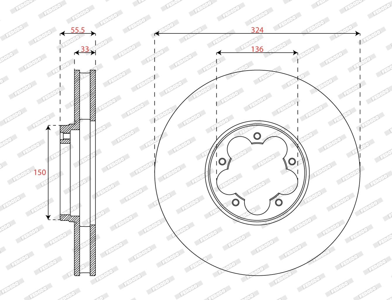 Disco freno FERODO DDF3095C