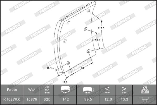Kit materiale d'attrito, freno a tamburo FERODO K15879.0-F3661