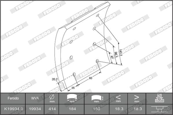 Kit materiale d'attrito, freno a tamburo FERODO K19934.0-F3537