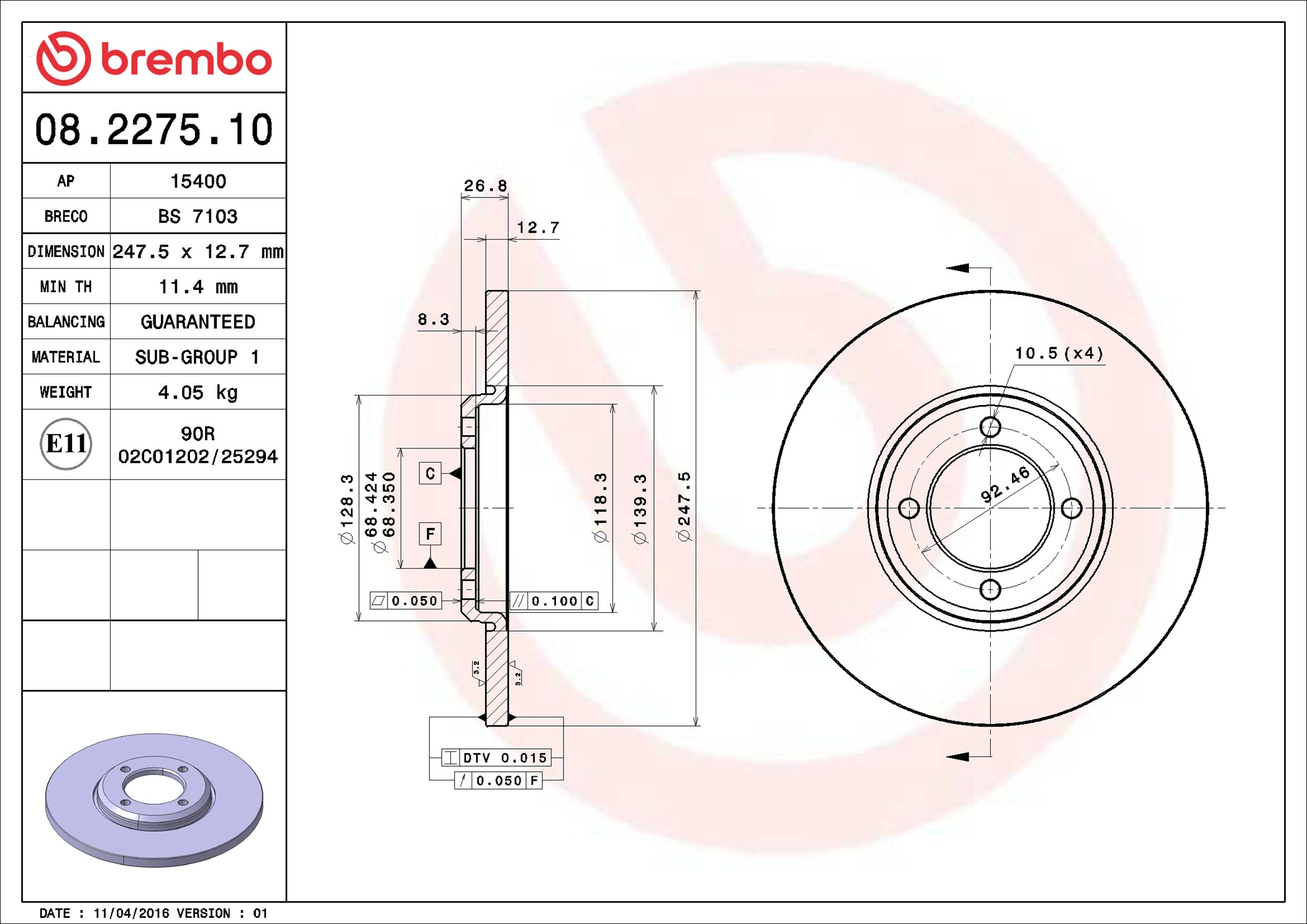 DF ANT. FORD CORTINA 1062-0372  FOR