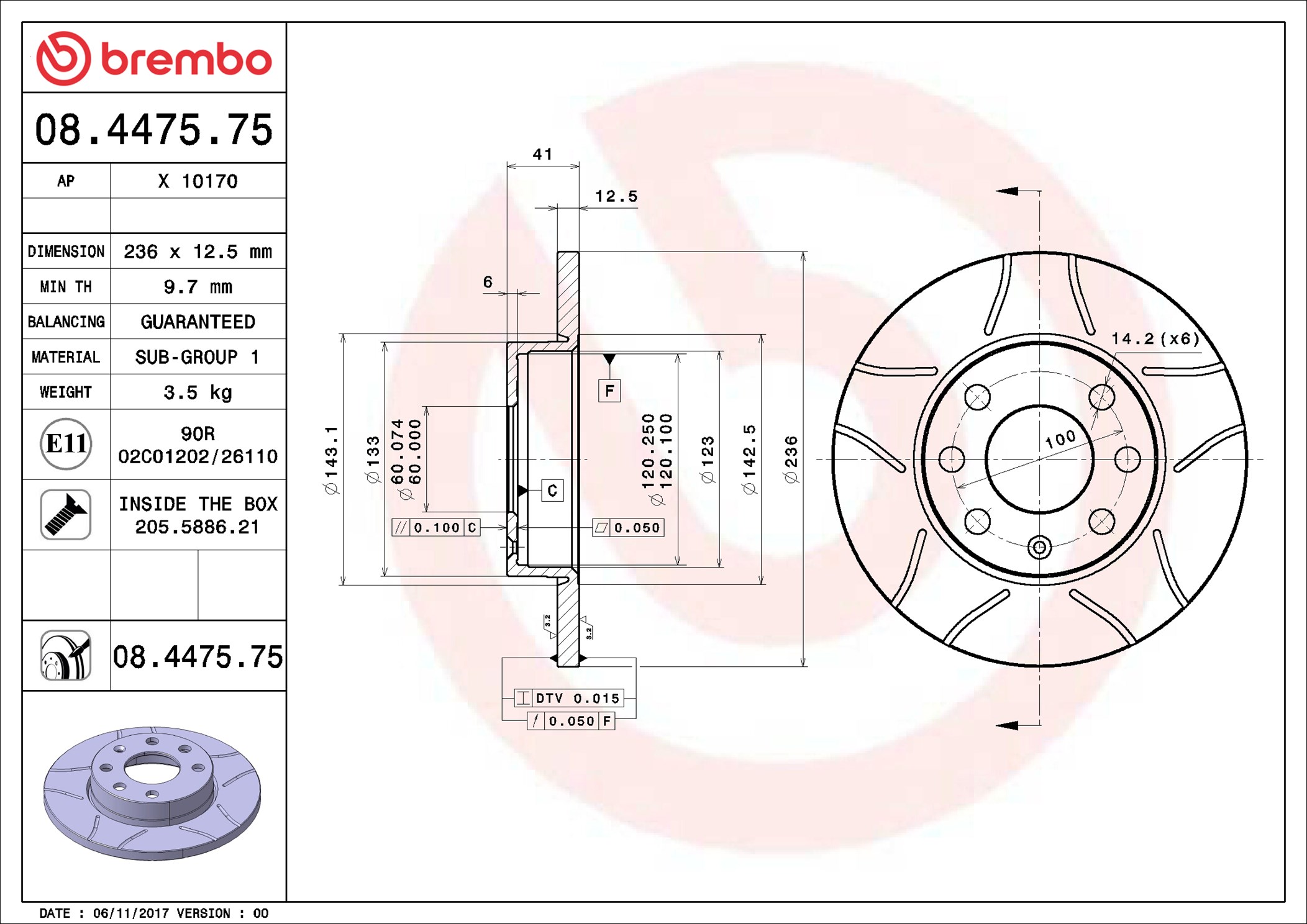Disco freno BREMBO 08447575
