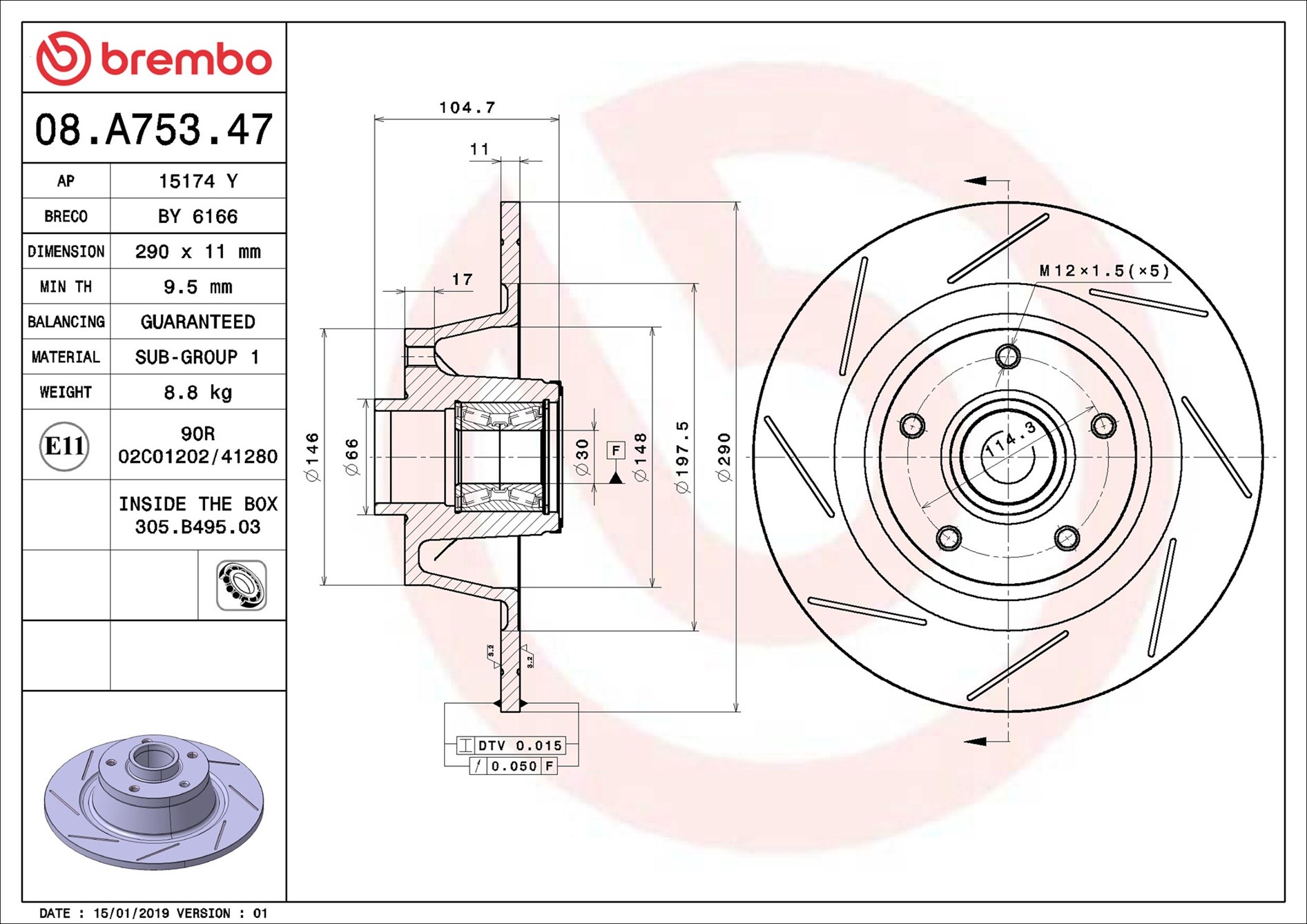 Disco freno BREMBO 08A75347