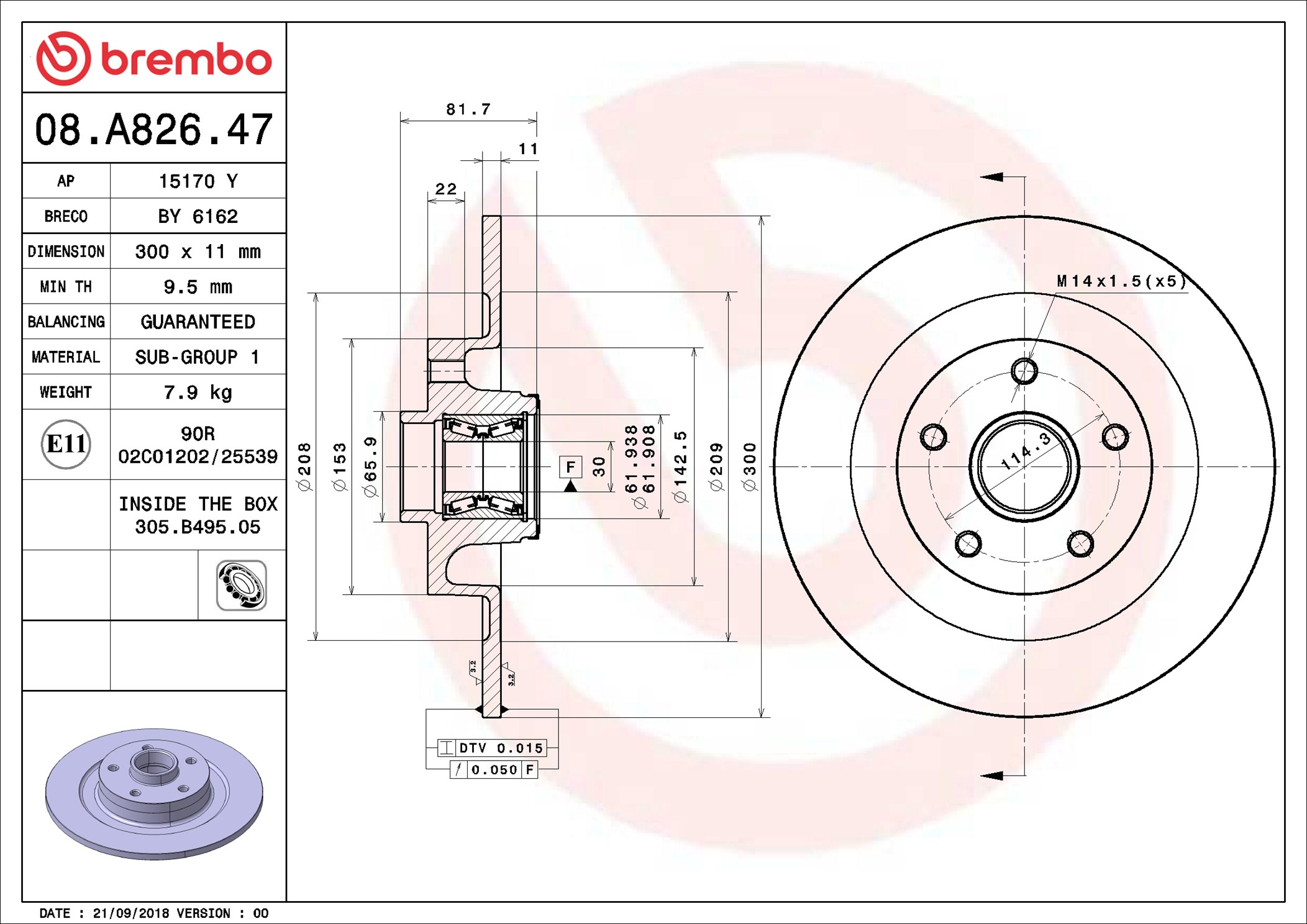 Disco freno BREMBO 08A82647