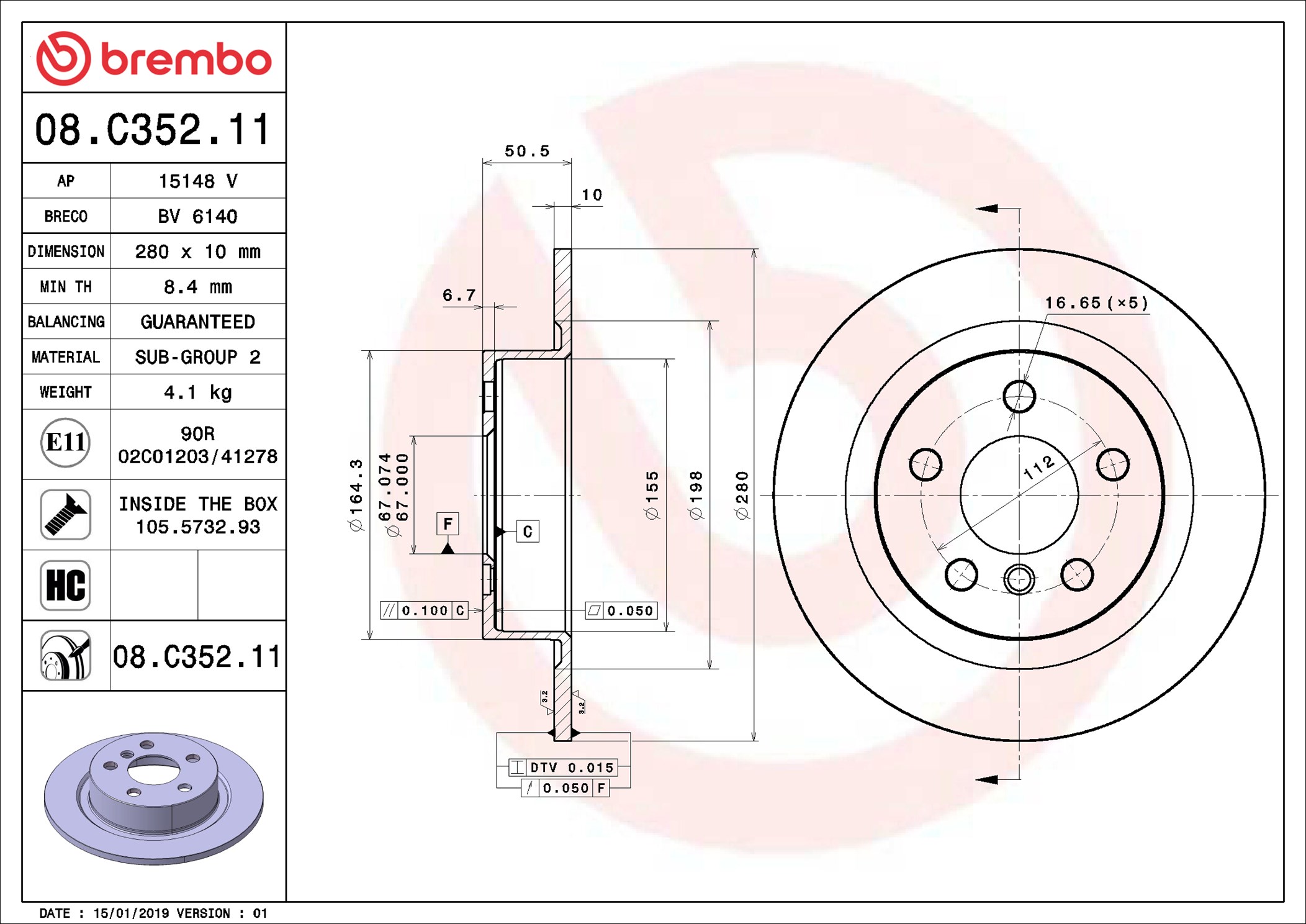 Disco freno BREMBO 08C35211