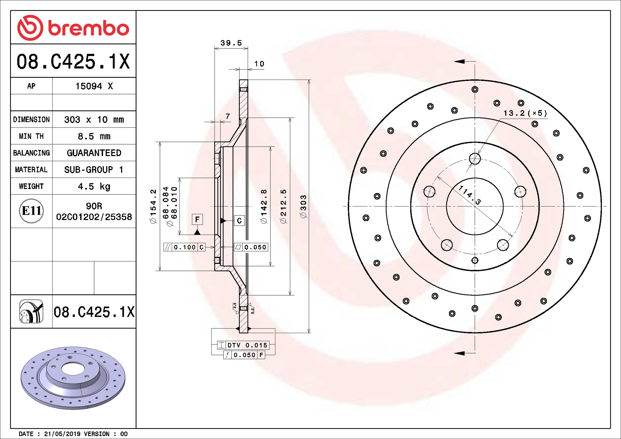 Disco freno BREMBO 08C4251X
