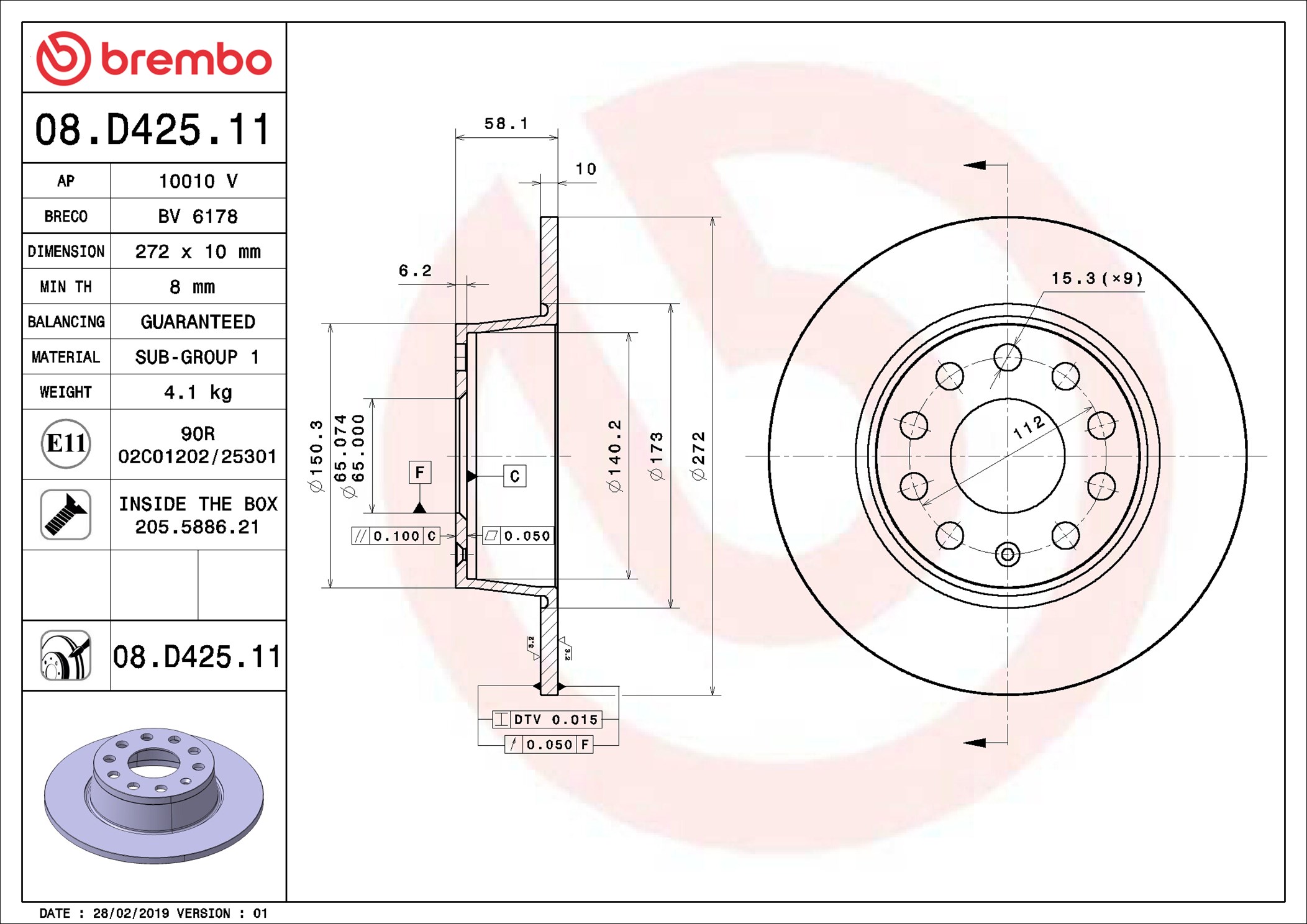 Disco freno BREMBO 08D42511