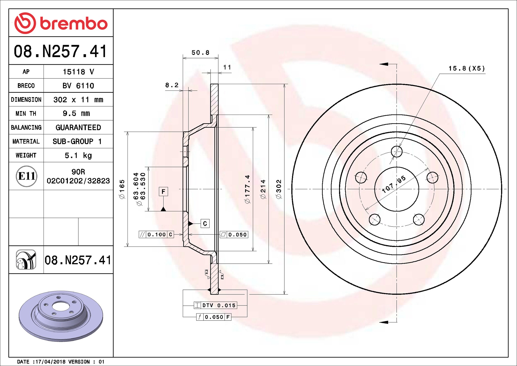 Disco freno BREMBO 08N25741
