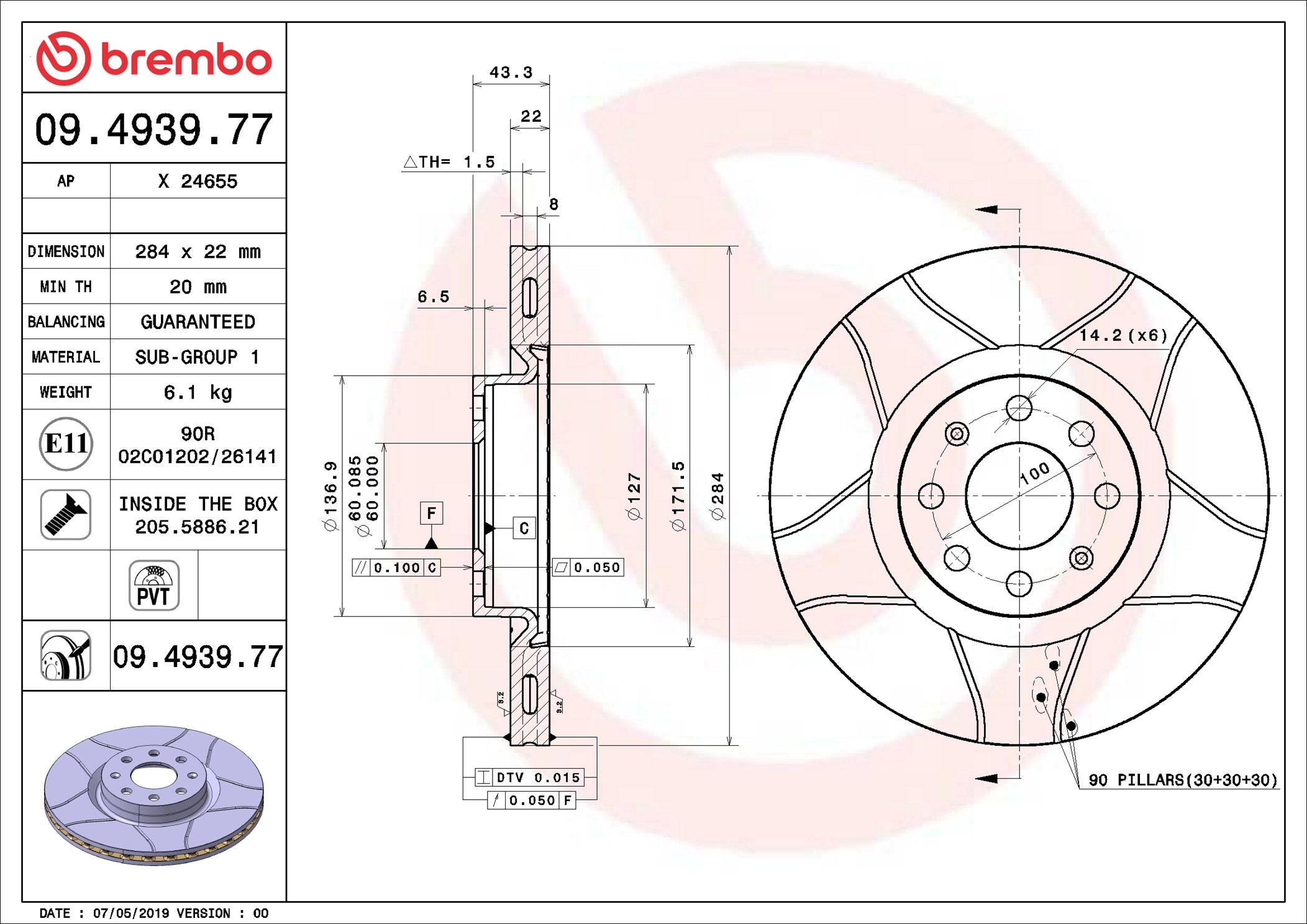 Disco freno BREMBO 09493977