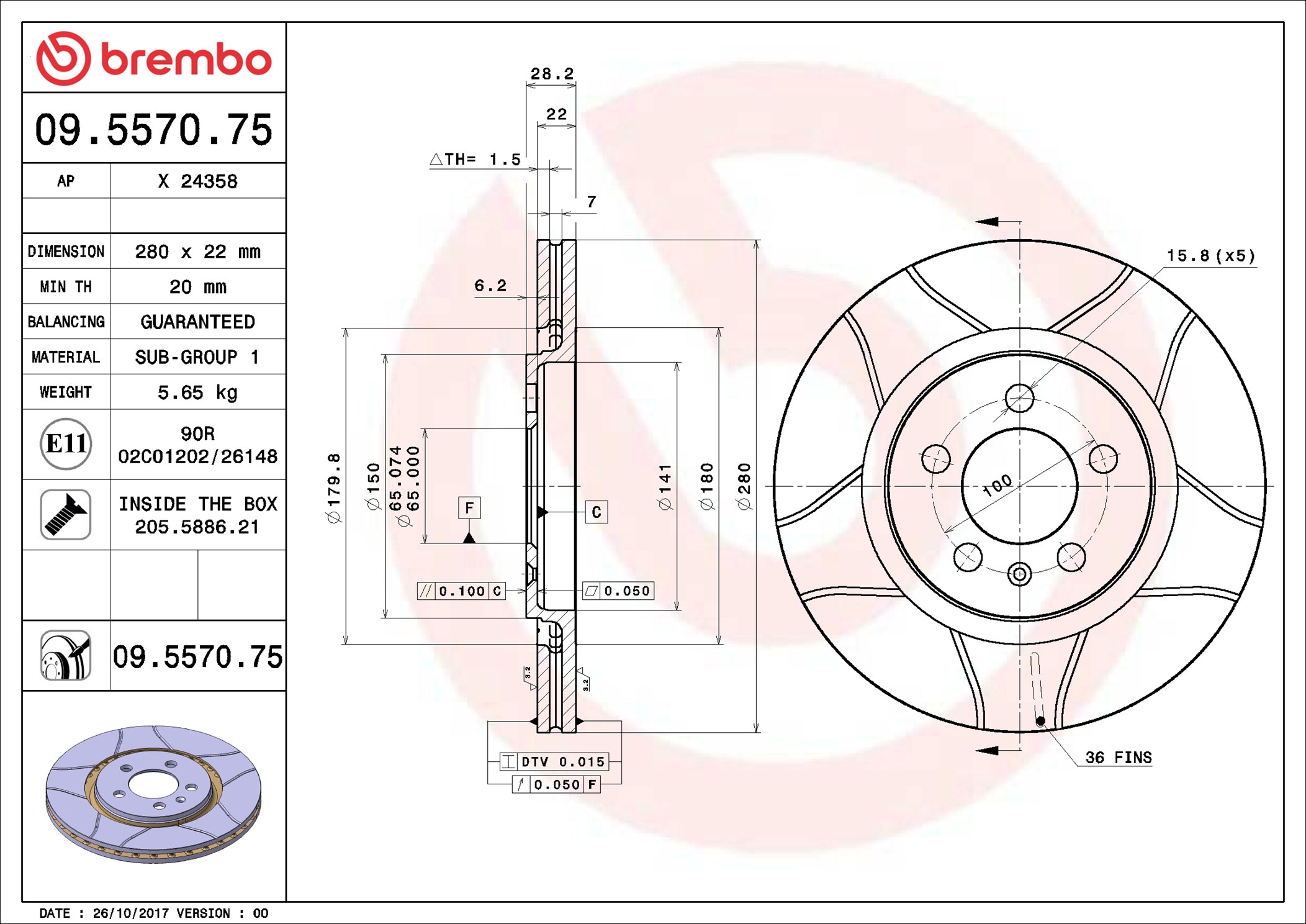 Disco freno BREMBO 09557075