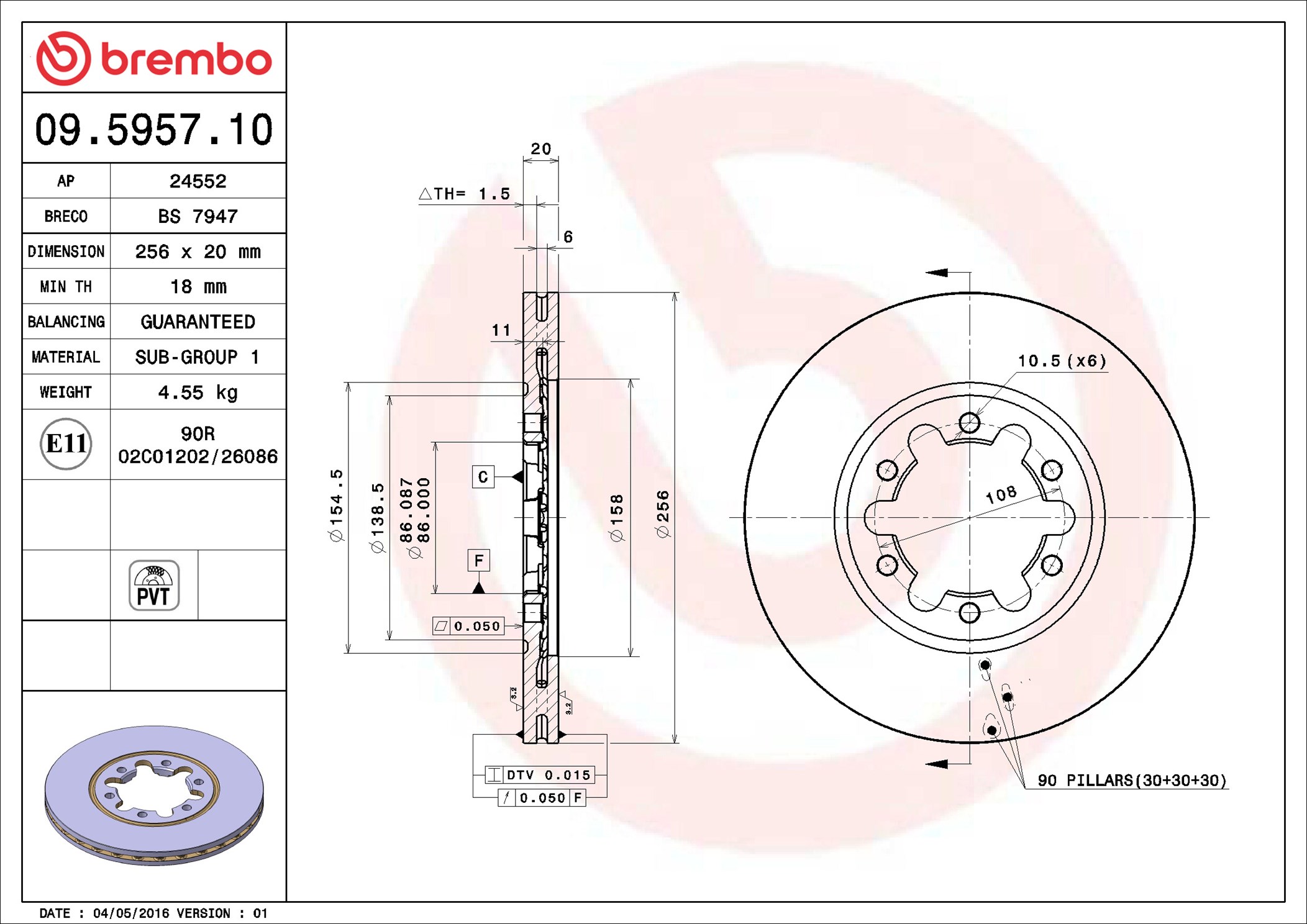 Disco freno BREMBO 09595710
