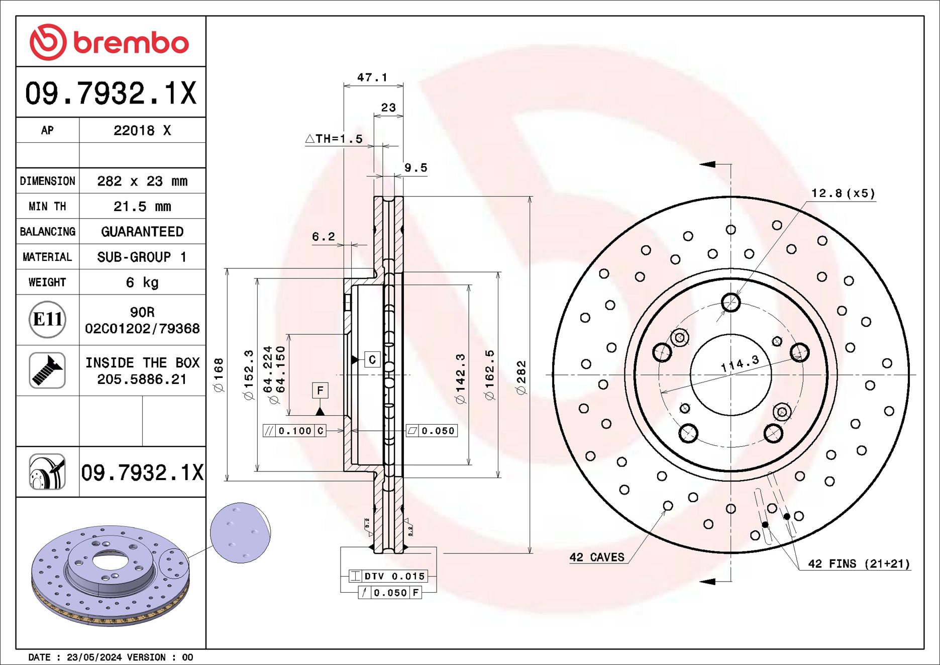 Disco freno BREMBO 0979321X