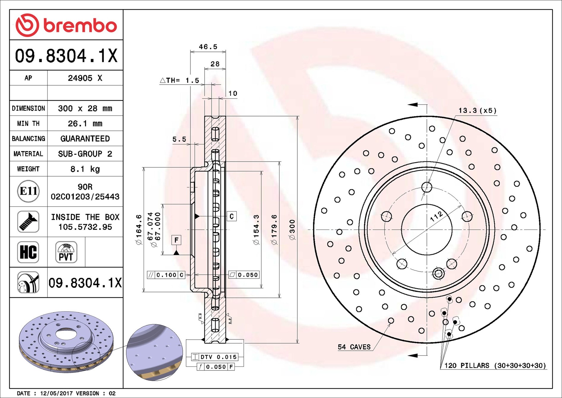 Disco freno BREMBO 0983041X