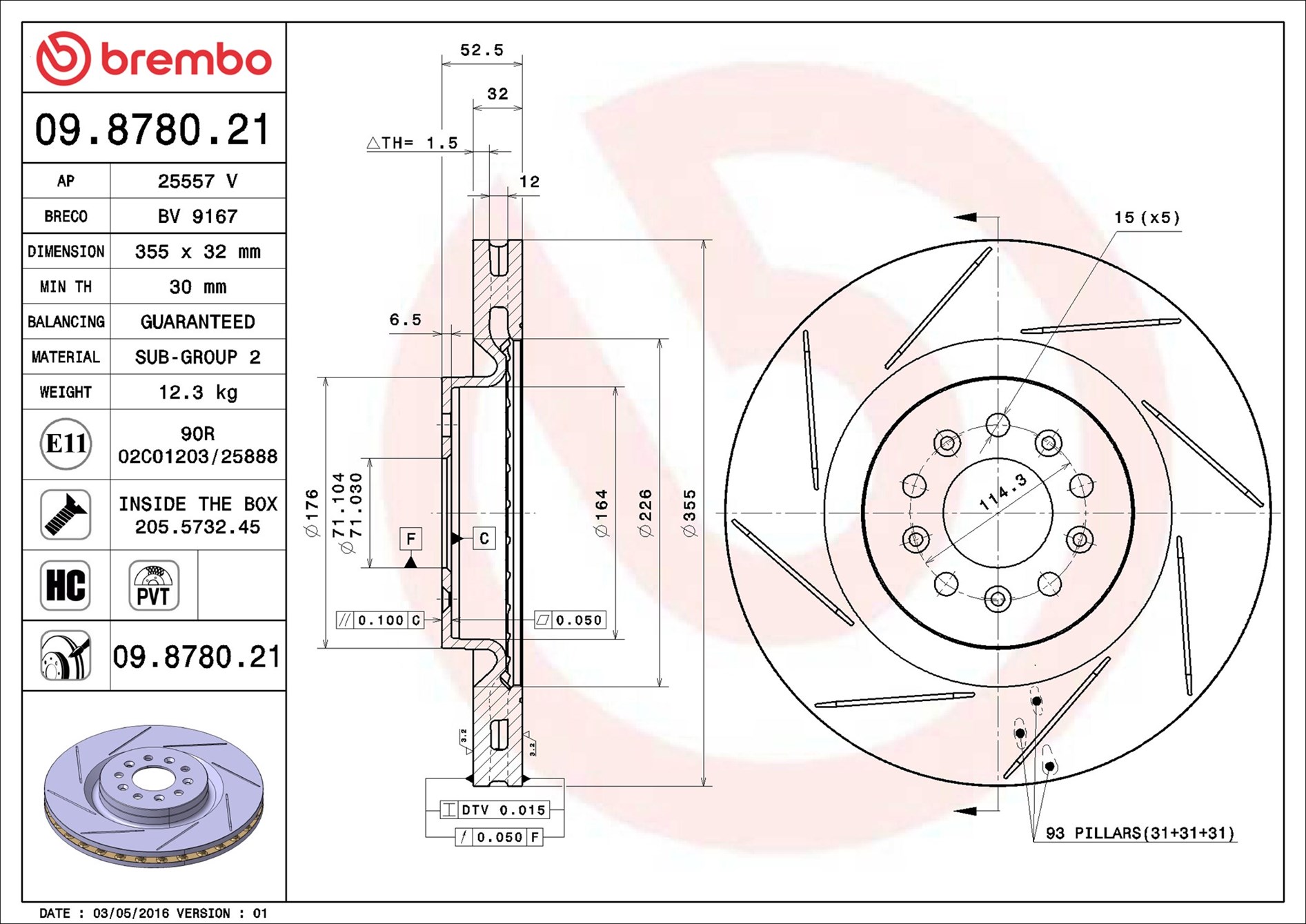 Disco freno BREMBO 09878021