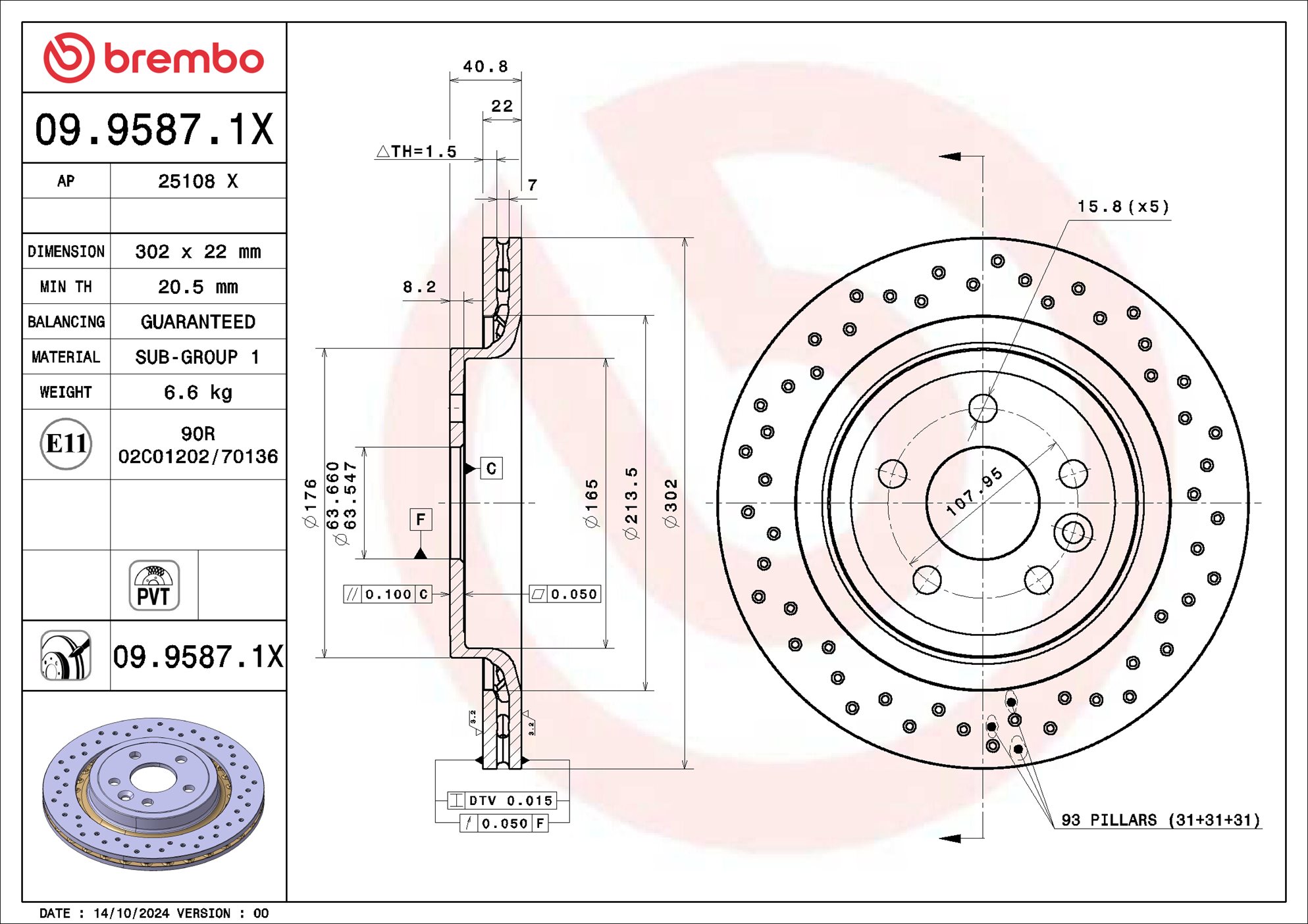 Disco freno BREMBO 0995871X