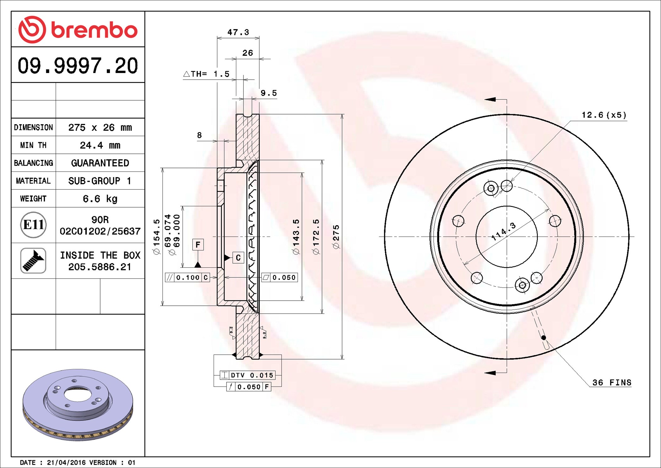 Disco freno BREMBO 09999720